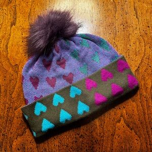 NWT Lisa Todd Love Lines Jacquard Pom Beanie